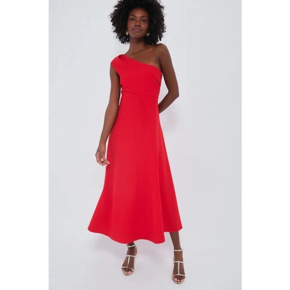 Tuckernuck Dresses & Skirts - Tuckernuck x India Hicks Scarlet Carmen One Shoulder Midi Dress NWT Size S